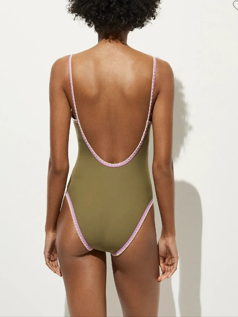 J Crew Crochet-trim scoopback one-piece Swimsuit CS540 Size 6 NEW!!